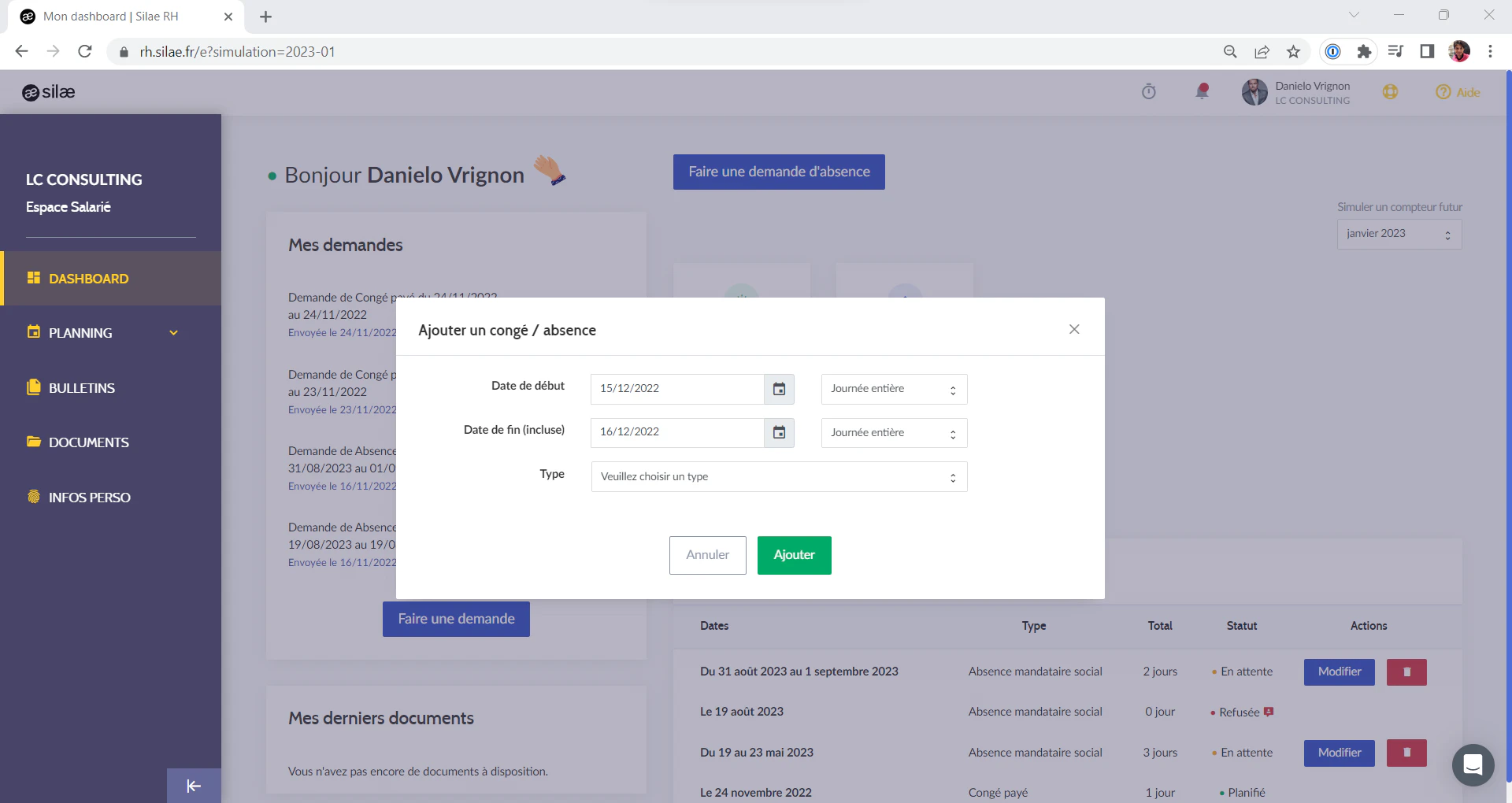 screenshot of My Silae